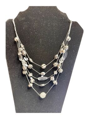 INC Multi-Strand Gunmetal Beaded Statement Necklace - Women's Jewelry GUC